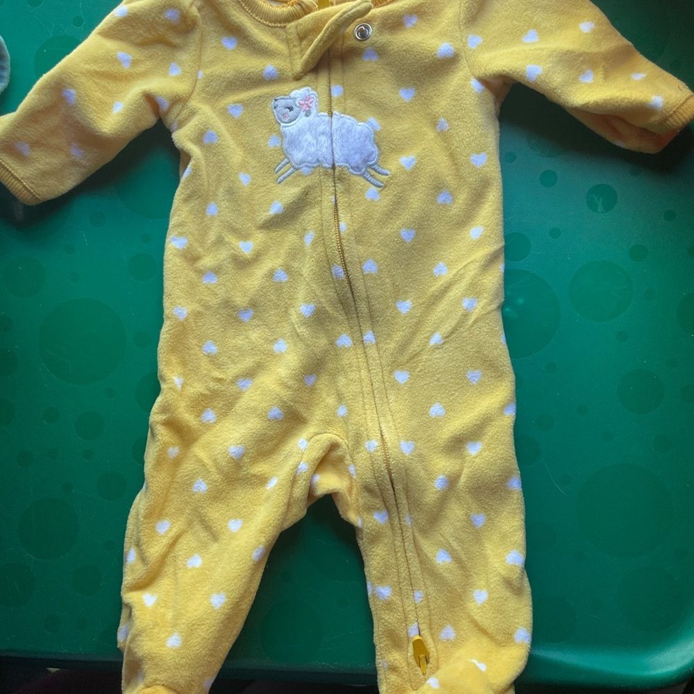 Yellow Baby One Piece with Sheep Design